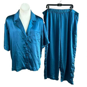 Soma Sensual Teal Blue Loungewear Satin Pajamas Size XXLarge